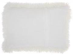 White Super Shaggy Throw Pillow