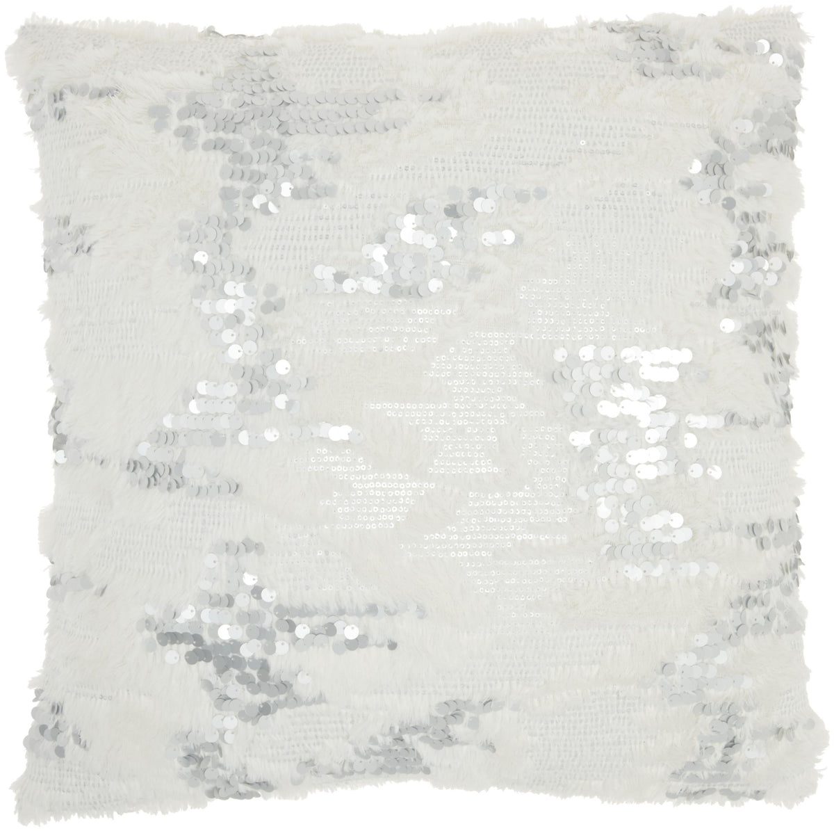 Sequined White Accent Throw Pillow