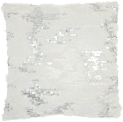 Sequined White Accent Throw Pillow