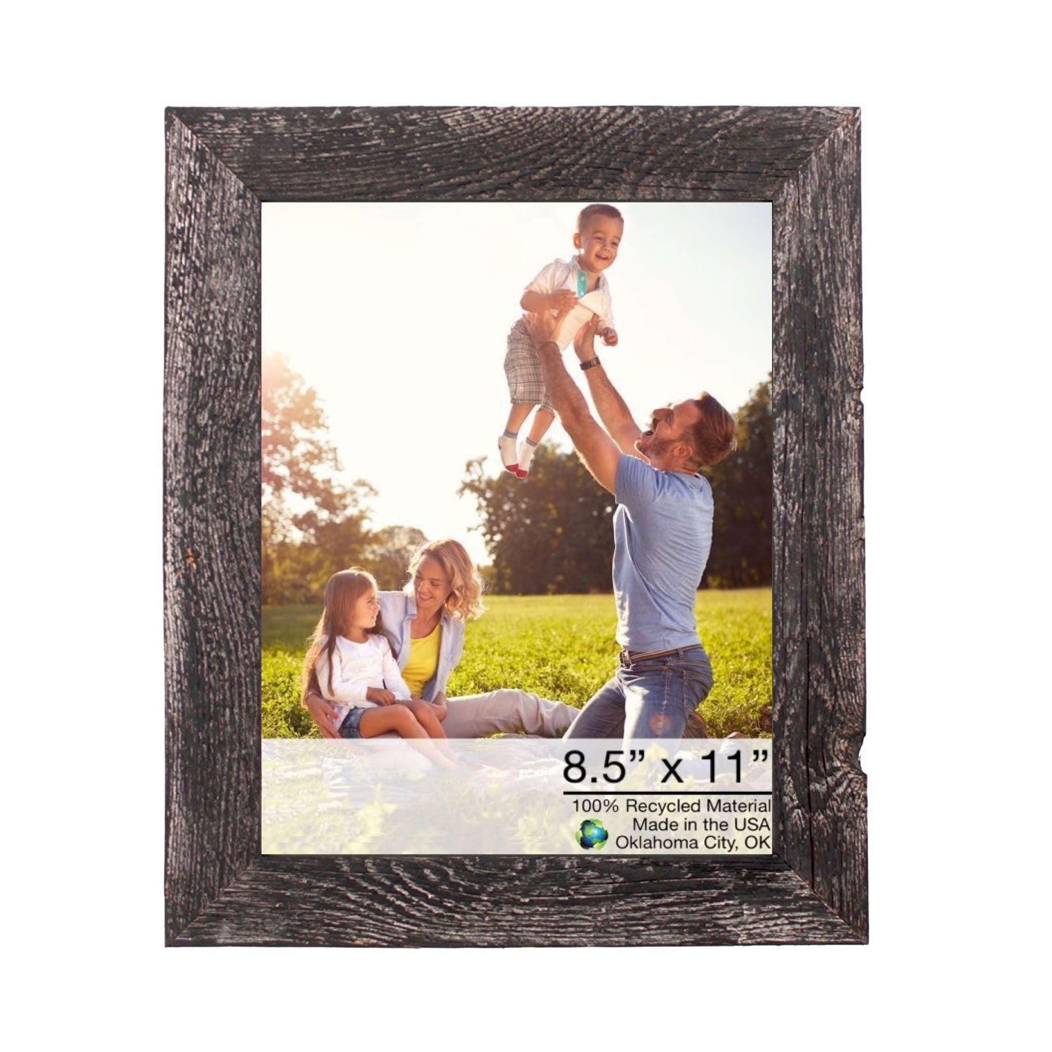 8.5” X 11” Rustic Farmhouse Black Wood Frame