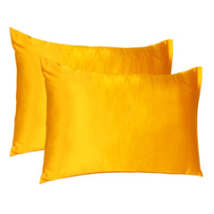 Goldenrod Dreamy Set Of 2 Silky Satin King Pillowcases