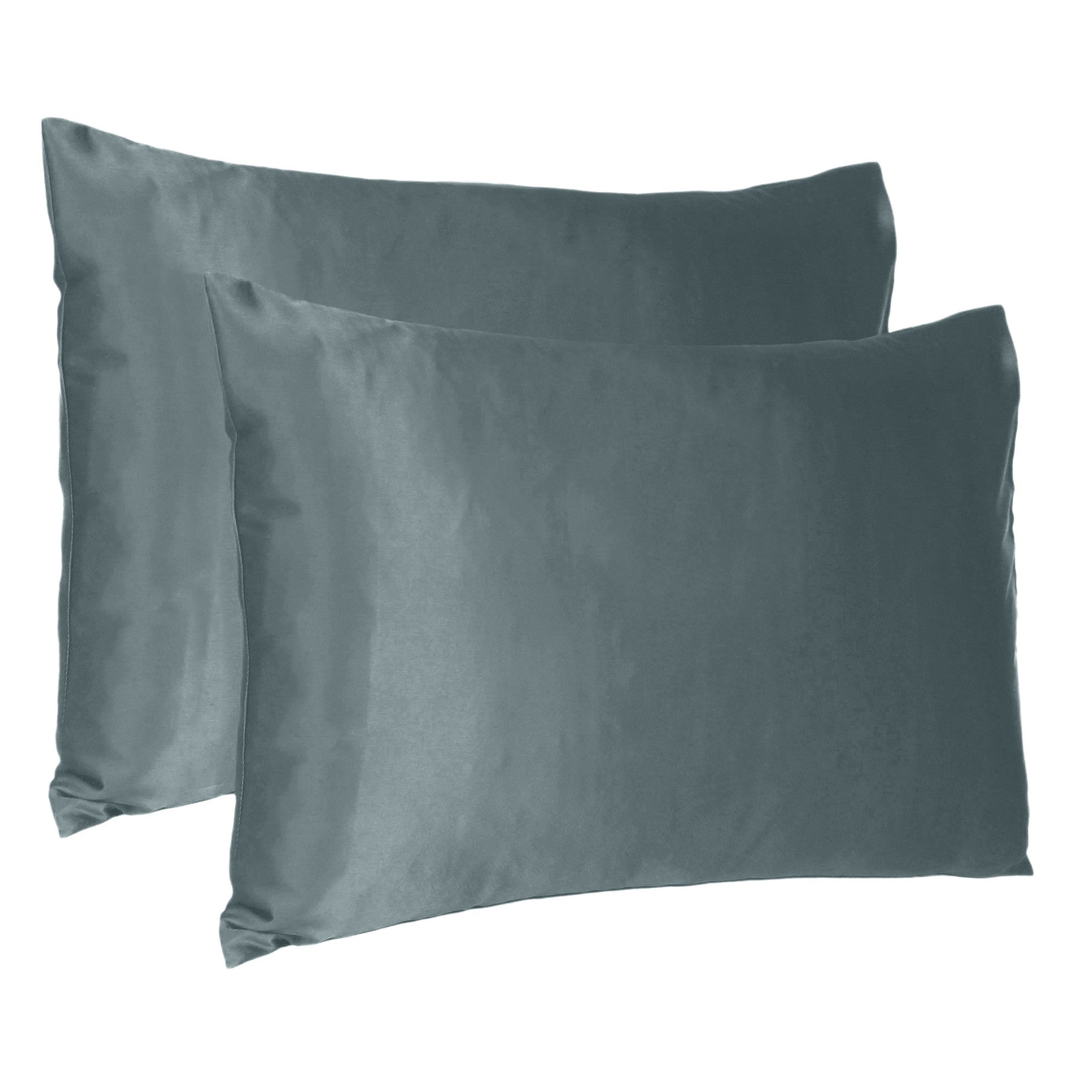 Gray Dreamy Set Of 2 Silky Satin Standard Pillowcases