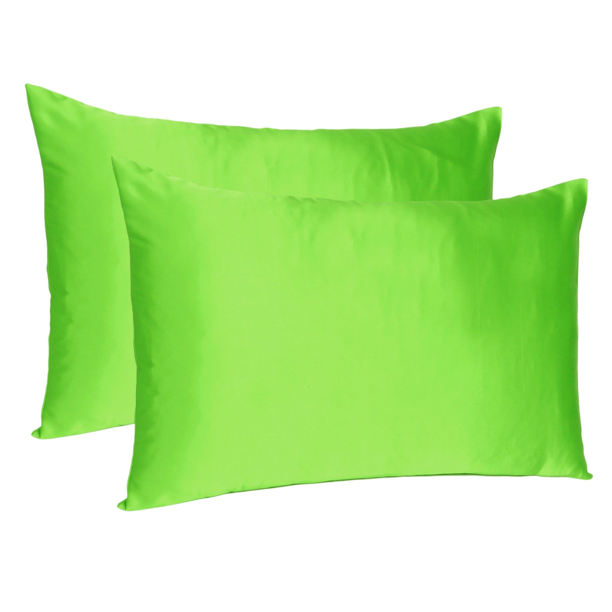 Bright Green Dreamy Set Of 2 Silky Satin Standard Pillowcases