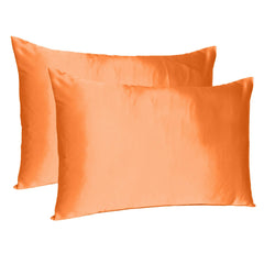 Orange Dreamy Set Of 2 Silky Satin Standard Pillowcases