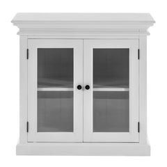 Modern Farm White Glass Door Accent Cabinet