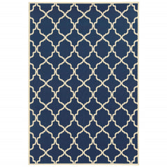 5’X8’ Blue And Ivory Trellis Indoor Outdoor Area Rug