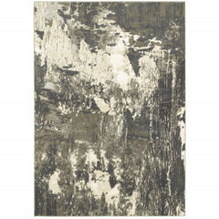 7’X10’ Gray And Ivory Abstract Area Rug