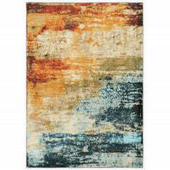 7’X10’ Blue And Red Distressed Area Rug