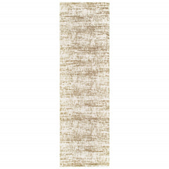 2’X8’ Ivory And Gray Abstract Strokes Runner Rug