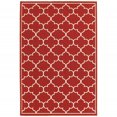 2’X3’ Red And Ivory Trellis Indoor Outdoor Scatter Rug