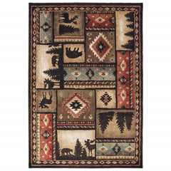 2’X3’ Black And Brown Nature Lodge Scatter Rug
