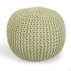 19" Green 100% Cotton Pouf Ottoman