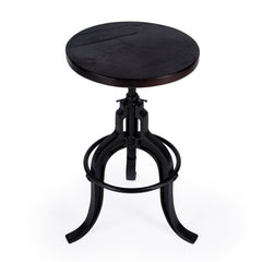 22" Brown And Black Iron Swivel Backless Bar Chair