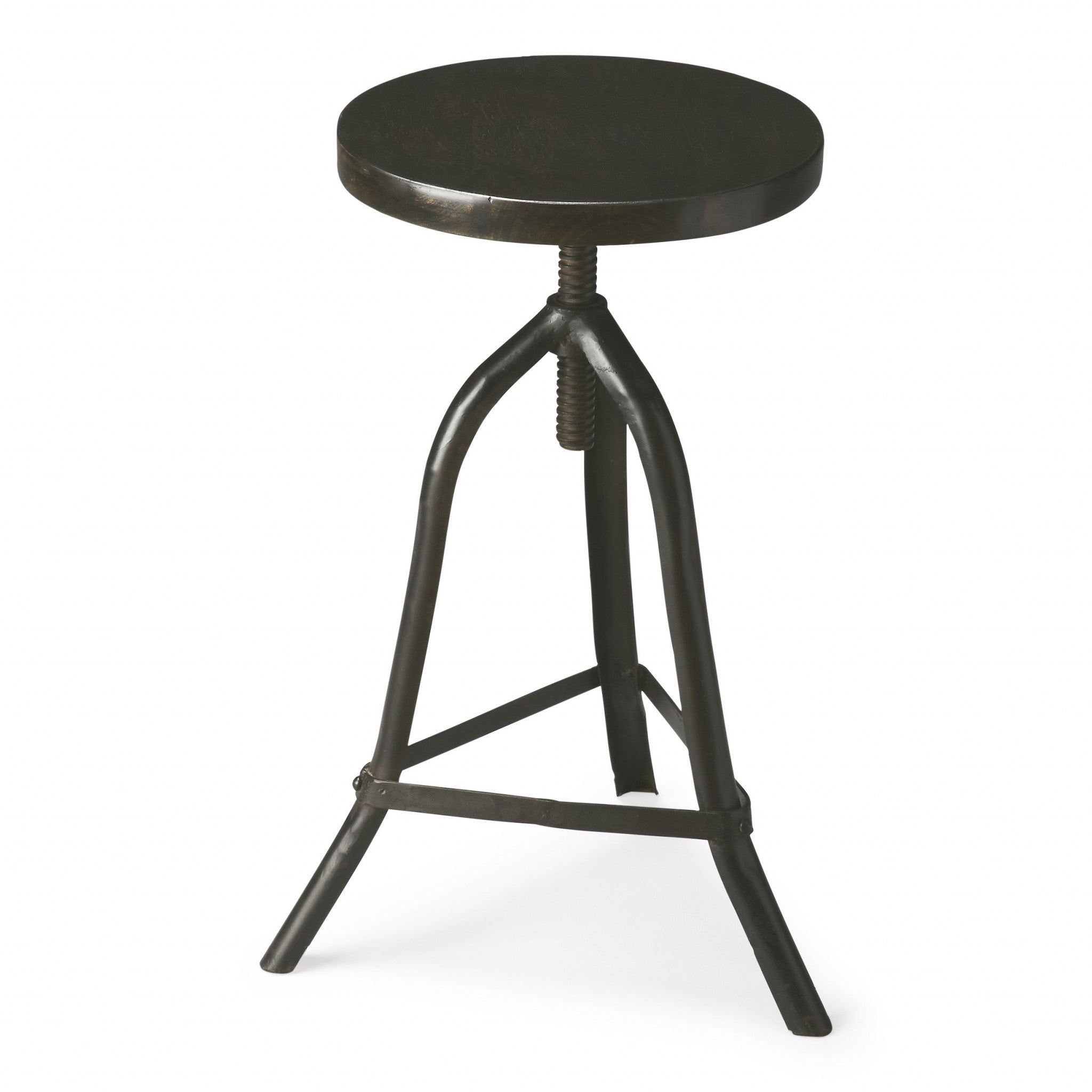 26" Black Iron Swivel Backless Counter Height Bar Chair