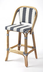 41" Blue And Natural Bar Chair
