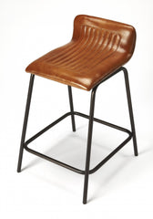 29" Brown And Black Iron Counter Height Bar Chair With Footrest
