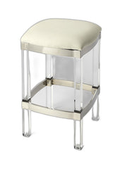 24" White And Clear Acrylic Backless Counter Height Bar Chair With Footrest