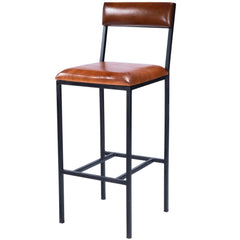 43" Brown And Black Iron Bar Chair With Footrest