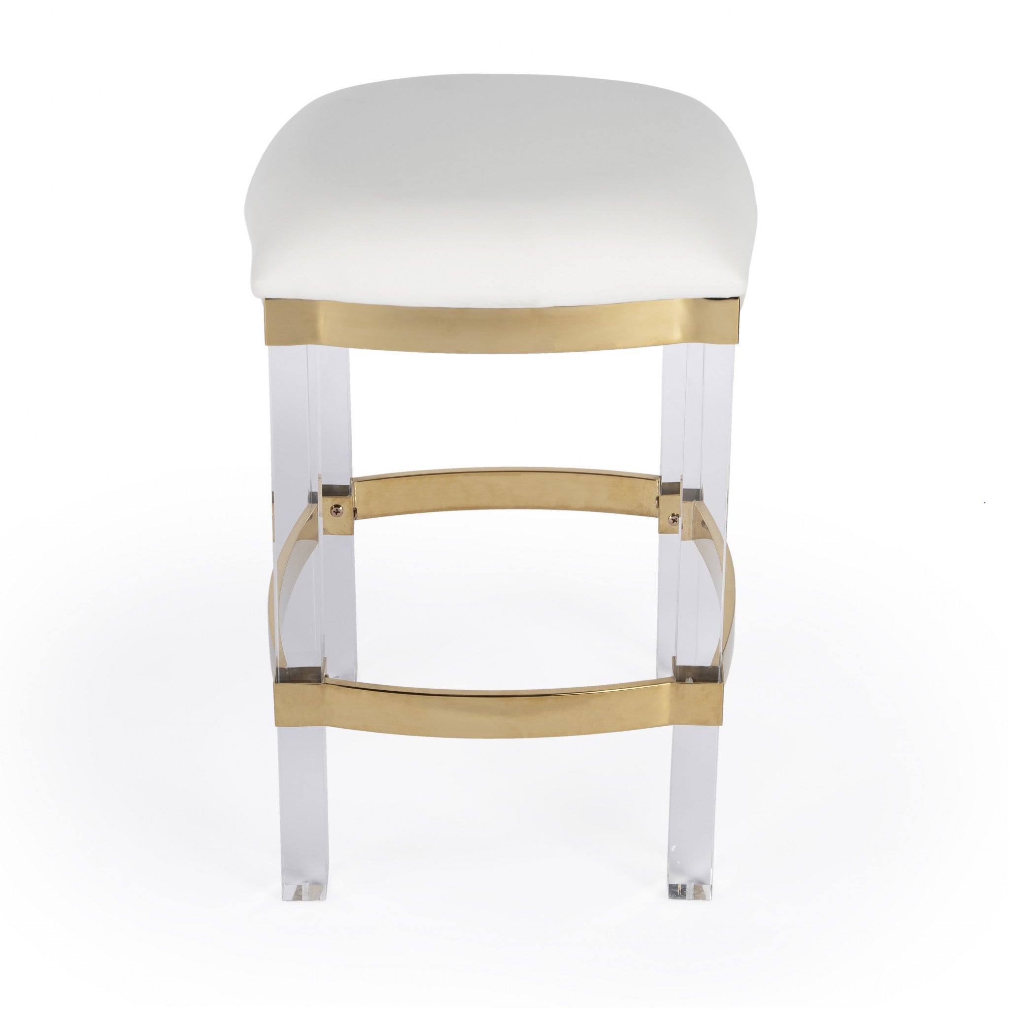 24" White And Clear Acrylic Backless Counter Height Bar Chair With Footrest