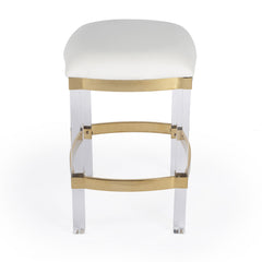 24" White And Clear Acrylic Backless Counter Height Bar Chair With Footrest