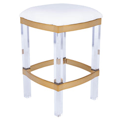 24" White And Clear Acrylic Backless Counter Height Bar Chair With Footrest