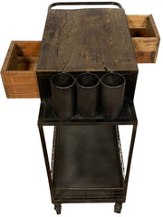 Rolling Rustic Black And Natural Bar Cart