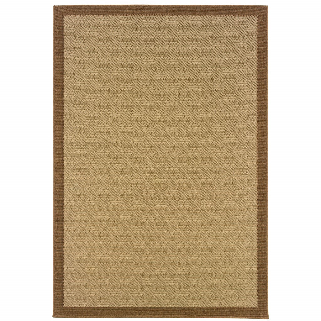 9’X13’ Beige And Brown Plain Indoor Outdoor Area Rug