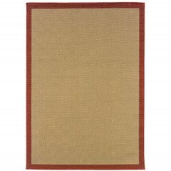 6’X9’ Beige And Red Plain Indoor Outdoor Area Rug