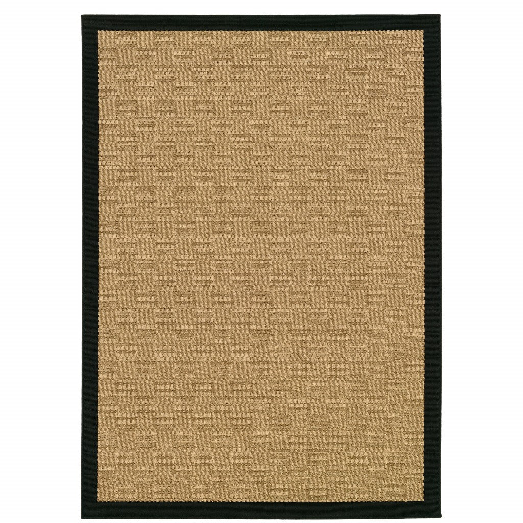 6’X9’ Beige And Black Plain Indoor Outdoor Area Rug