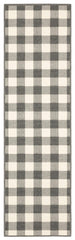 2’X8’ Gray And Ivory Gingham Indoor Outdoor Runner Rug
