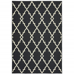 4’X6’ Black And Ivory Trellis Indoor Outdoor Area Rug