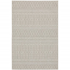 3’X5’ Gray And Ivory Geometric Indoor Outdoor Area Rug