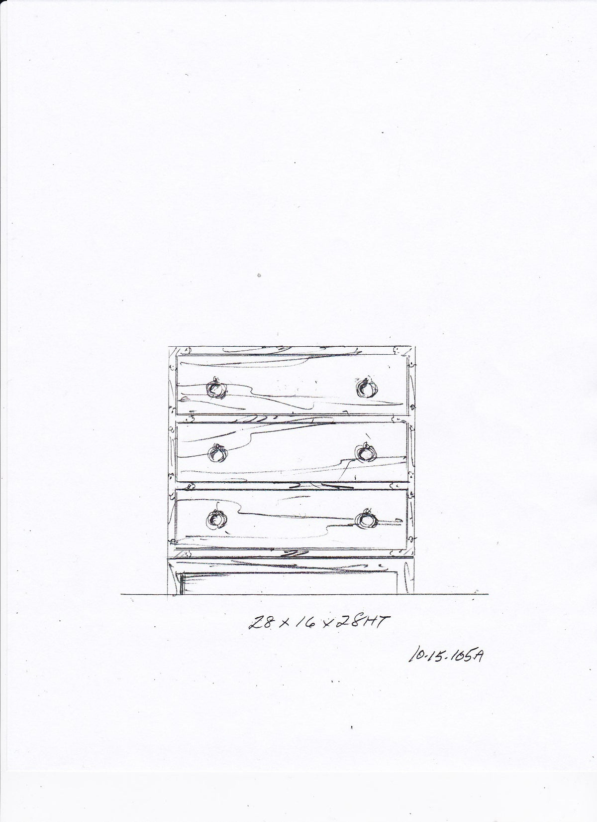 28" Natural Wood Solid Wood Three Drawer Standard Dresser