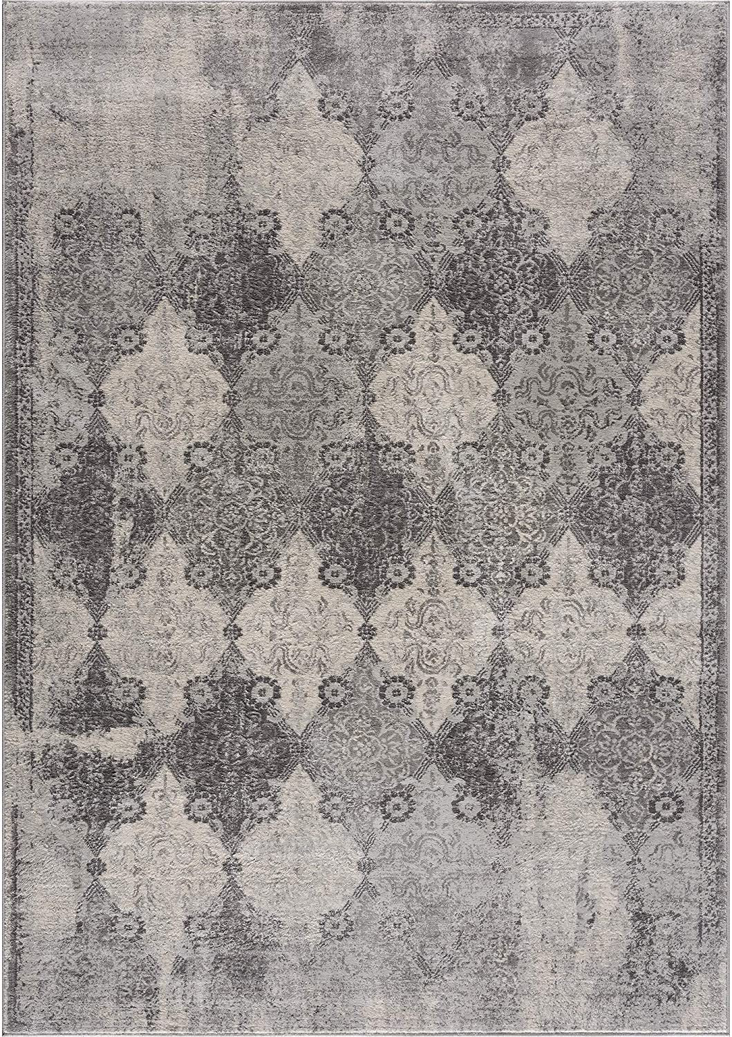 2’ X 8’ Gray Distressed Trellis Pattern Runner Rug