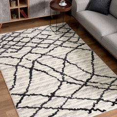 5’ X 8’ Gray And Black Modern Abstract Area Rug