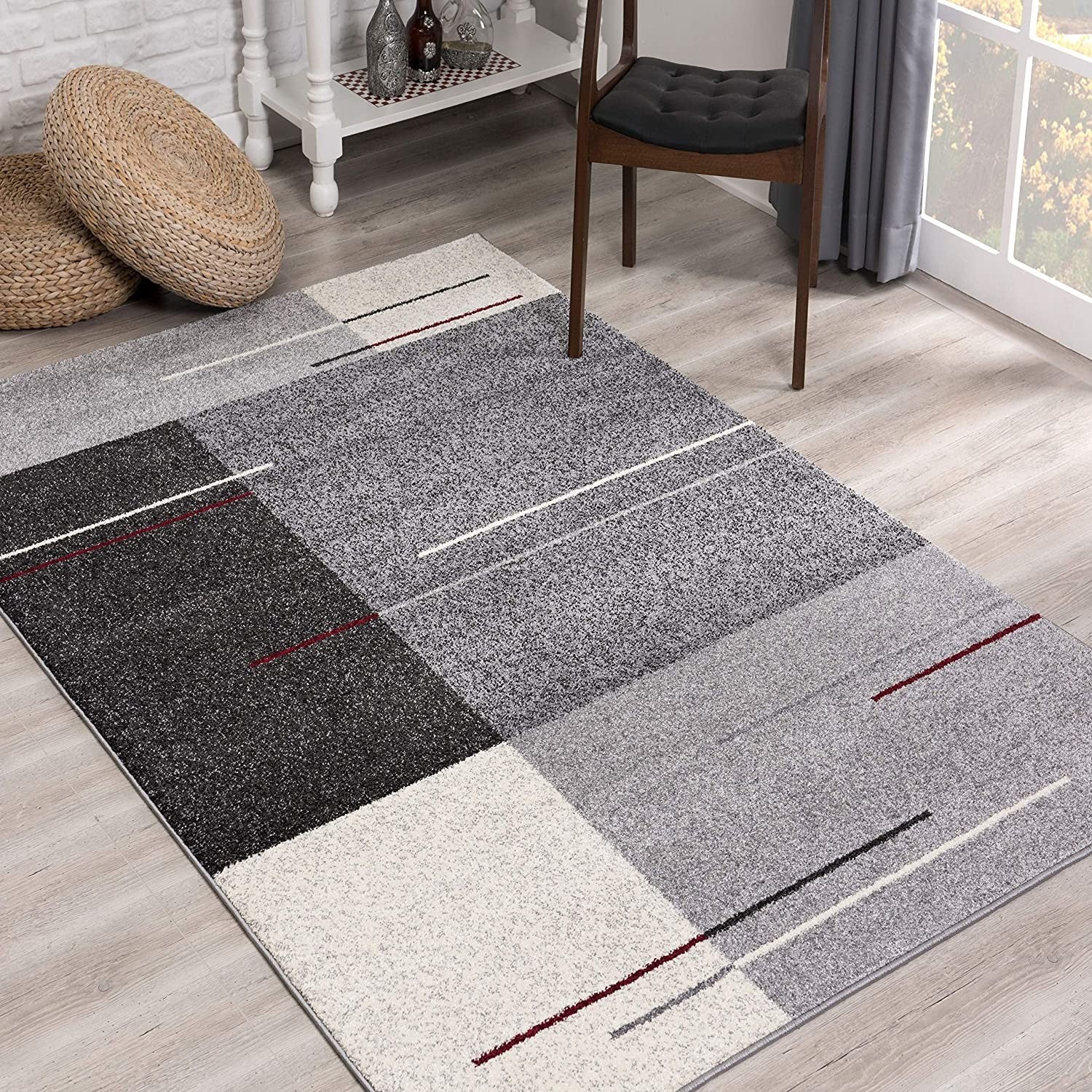 8’ X 11’ Gray Modern Geometric Area Rug
