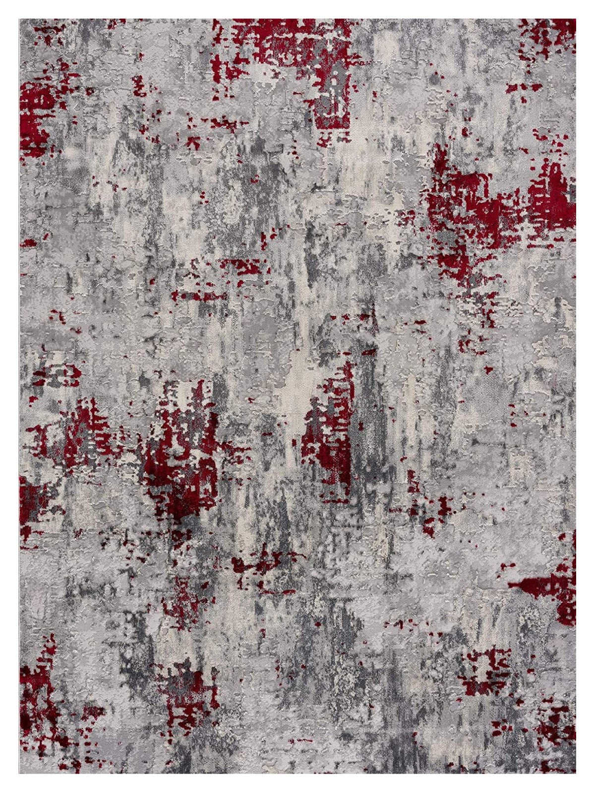 5' X 7' Red Abstract Dhurrie Area Rug