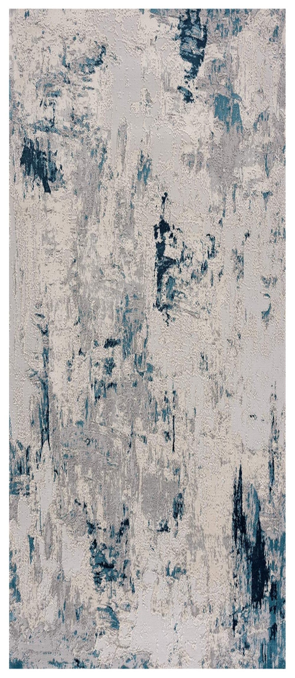 10' Blue Abstract Dhurrie Runner Rug
