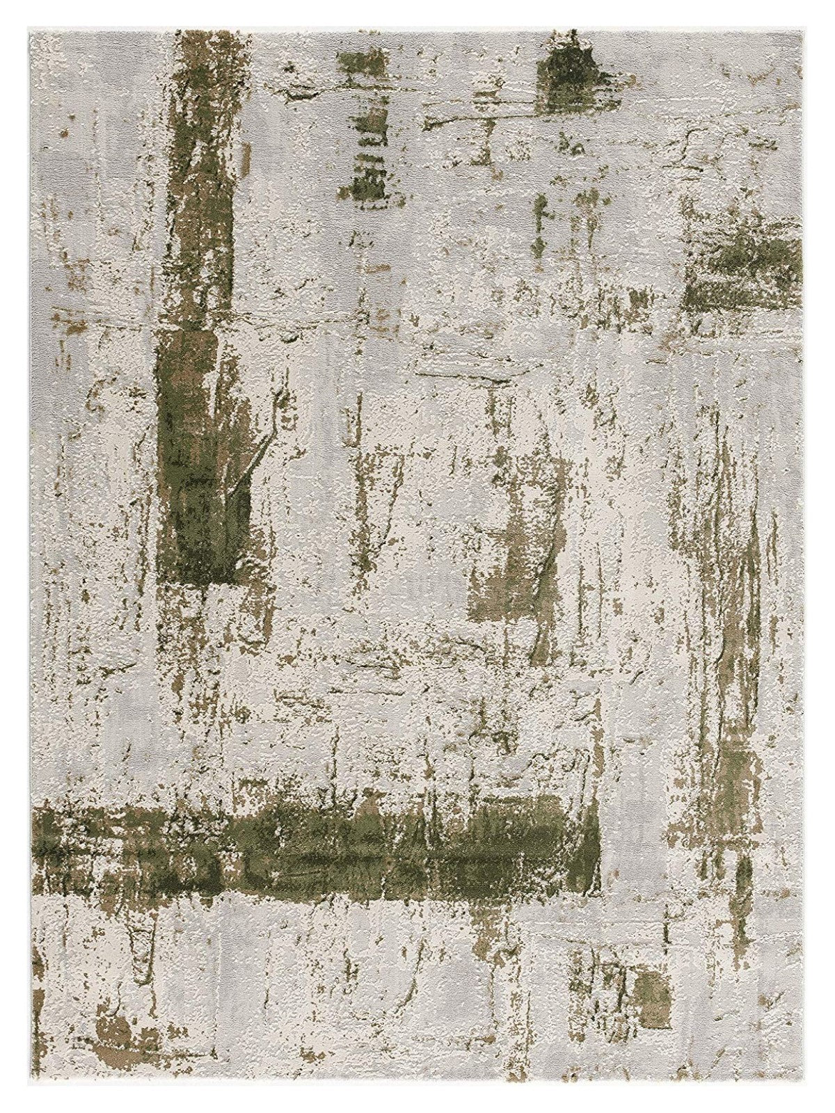 5' X 7' Green Abstract Dhurrie Area Rug