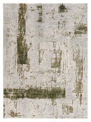 5' X 7' Green Abstract Dhurrie Area Rug