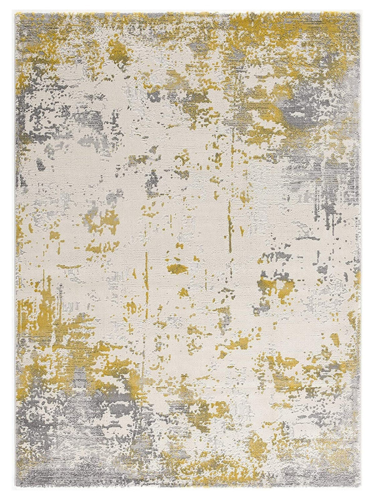 9’ x 13’ Gold and Gray Abstract Area Rug