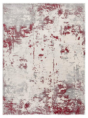 4' X 6' Red Abstract Dhurrie Area Rug