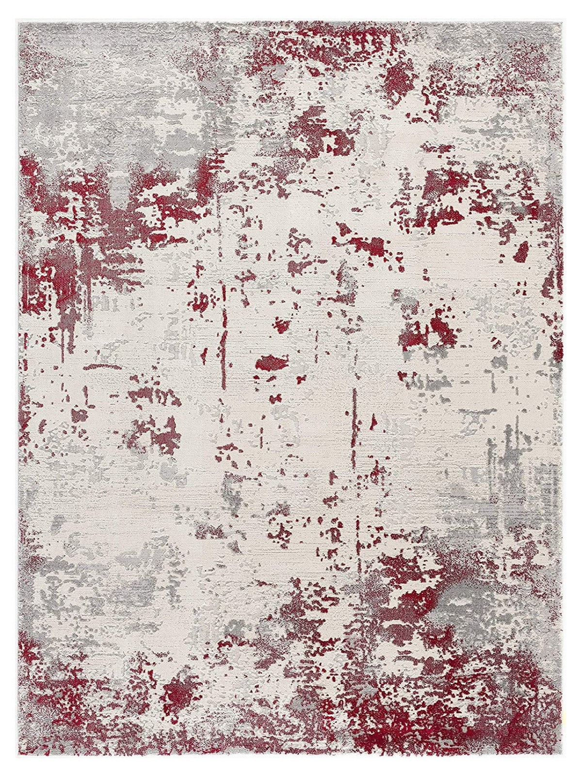 5' X 7' Red Abstract Dhurrie Area Rug