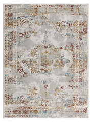 3’ X 5’ Gray And Beige Distressed Ornate Area Rug