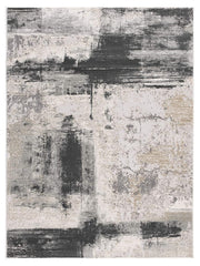 8' X 10' Gray And Ivory Abstract Dhurrie Area Rug