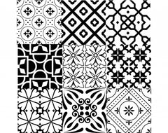 4" X 4" Black And White Mash Peel And Stick Removable Tiles