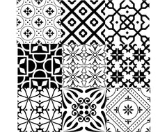 6" X 6" Black And White Mash Peel And Stick Removable Tiles