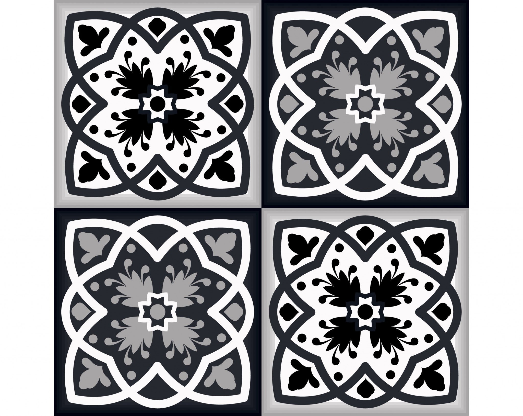 7" X 7" Black White And Gray Baz Peel And Stick Removable Tiles