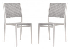 Set Of Two 18" White Aluminum Side Chair