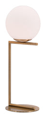 65" Brass Metal Bedside Table Lamp With Off White Globe Shade